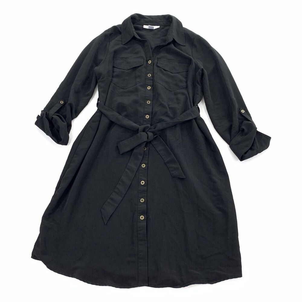 Motherhood Maternity Button Down Front Tunic Dress Size Small Womens Solid Black